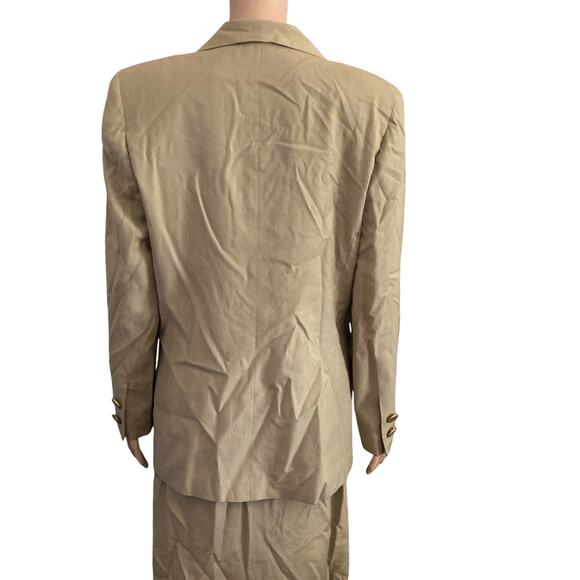 Vintage Albert Nipon Skirt Suit Womens Size 10 Light Brown Double Breasted - Picture 11 of 14